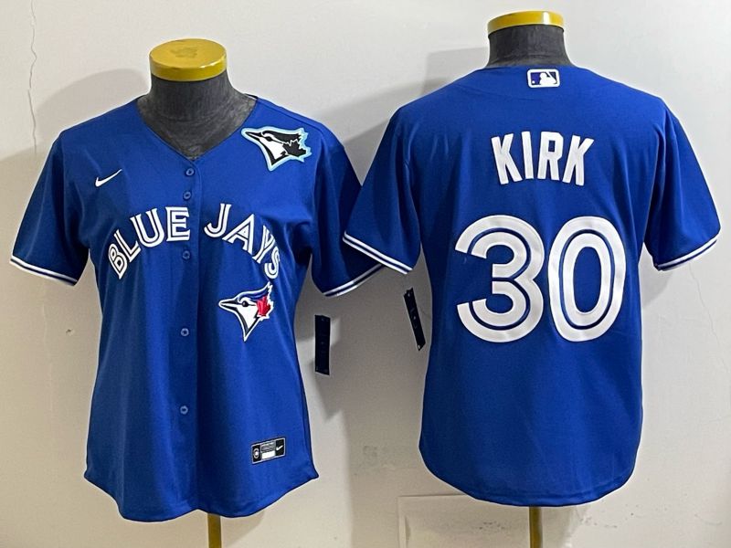 Women 2025 Nike Toronto Blue Jays #30 Kirk Blue Game MLB Jersey 04